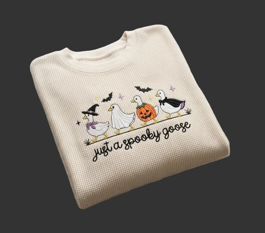 Waffle Knit Spooky Goose Sweater