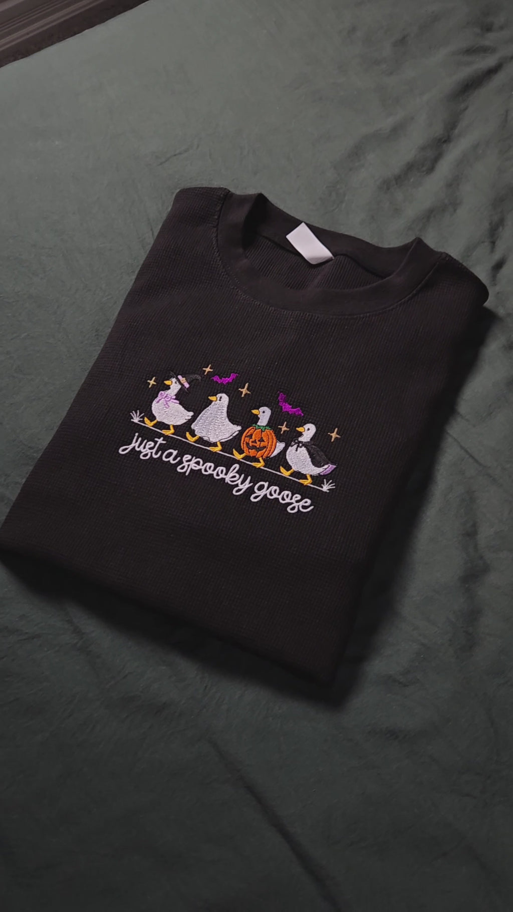 Waffle Knit Spooky Goose Sweater