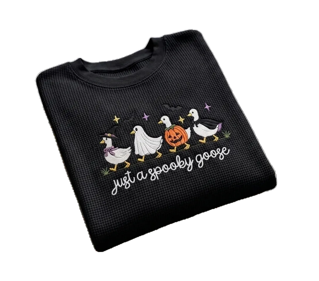 Waffle Knit Spooky Goose Sweater
