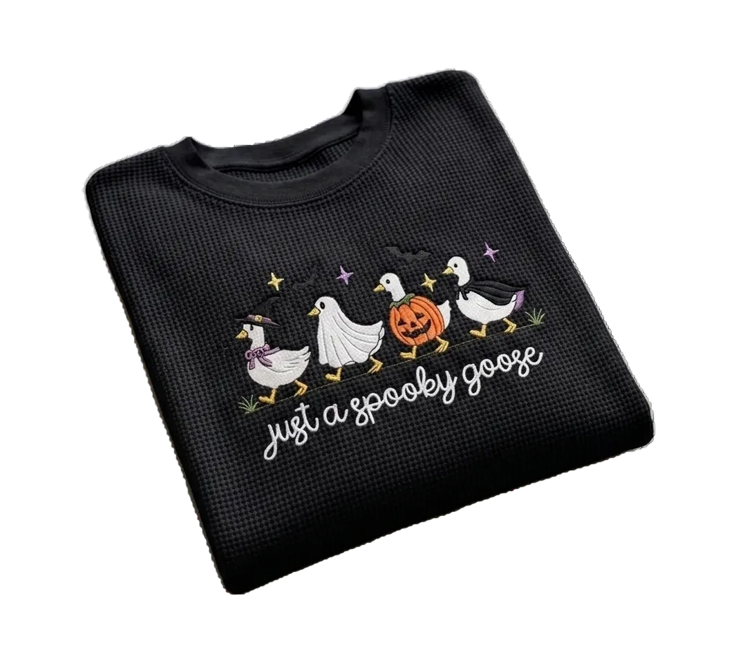 Waffle Knit Spooky Goose Sweater