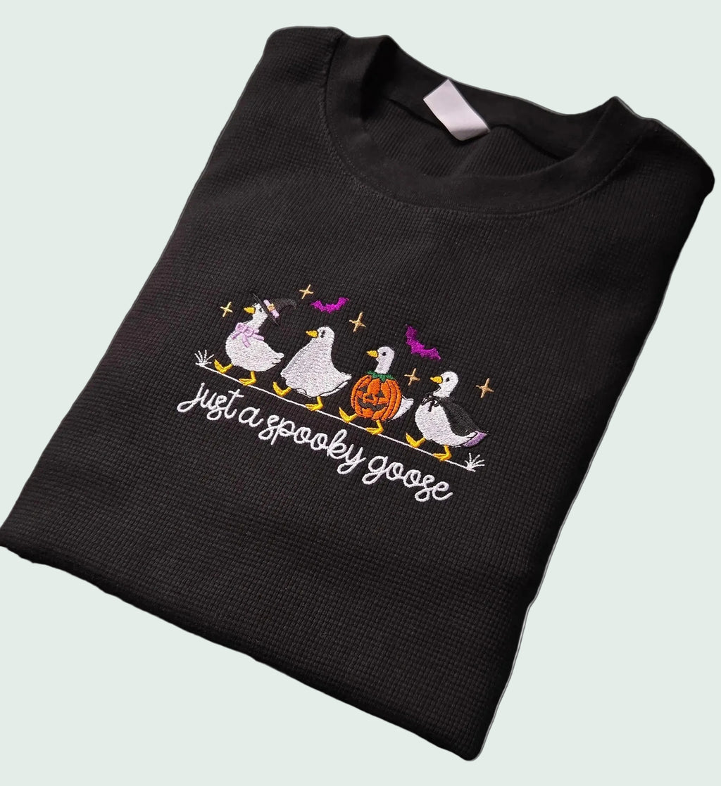 Waffle Knit Spooky Goose Sweater