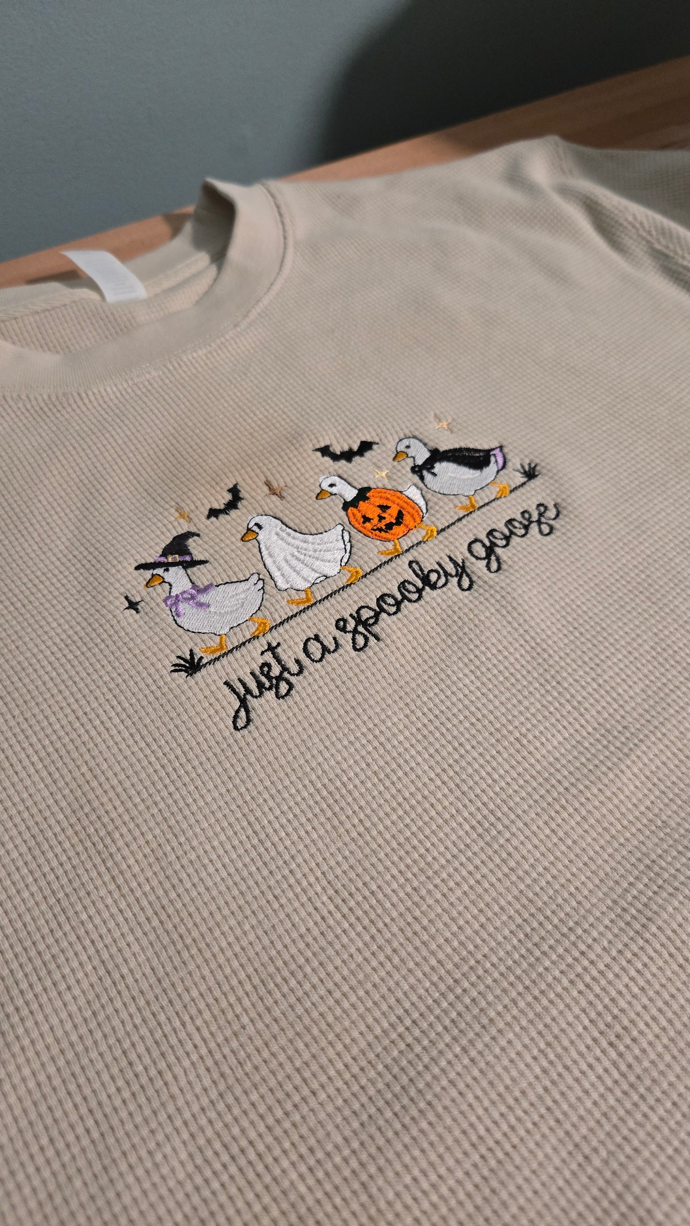 Waffle Knit Spooky Goose Sweater