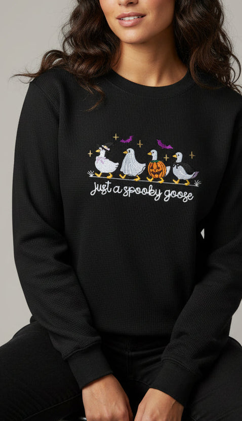 Waffle Knit Spooky Goose Sweater