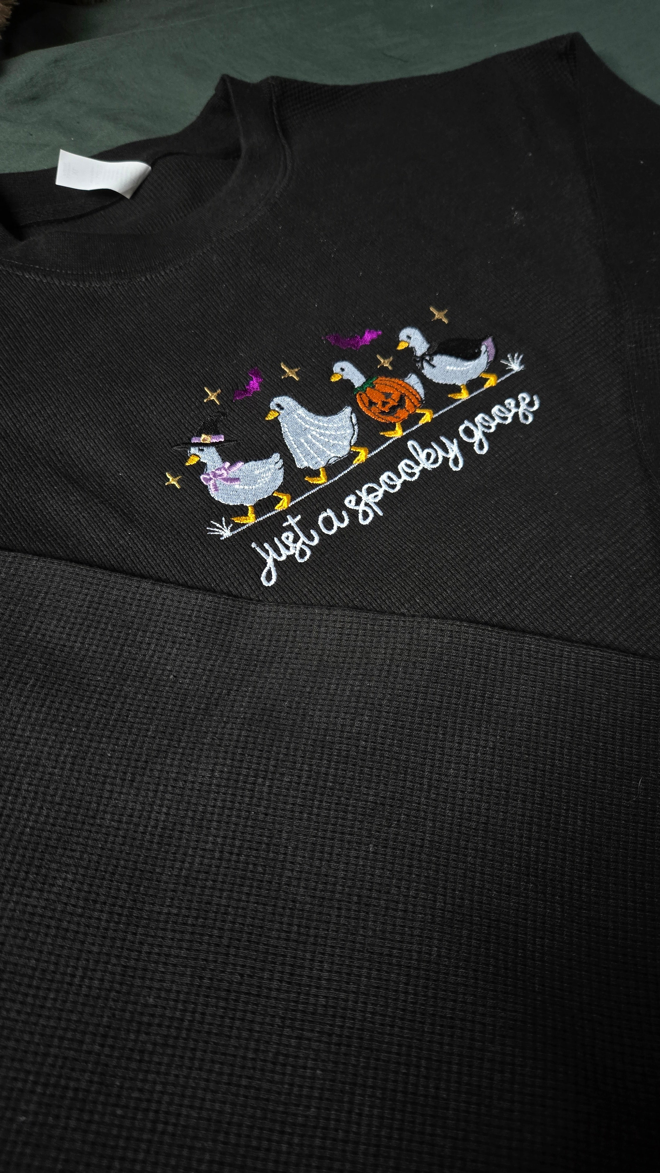 Waffle Knit Spooky Goose Sweater